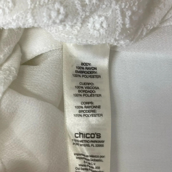 NWT Chicos Button Up Shirt Womens Size 3 XL 16 Optic White Maya Woven Sheer - Picture 8 of 14